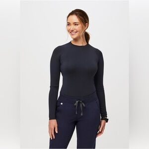 FIGS Salta Seamless Long Sleeve Underscrub in navy blue, size Medium.